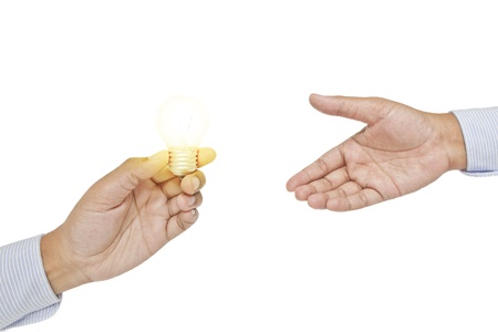 Light bulb in a handの写真素材