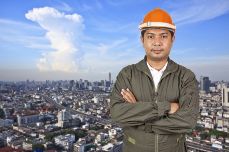 Portrait of an handsome engineerの写真素材