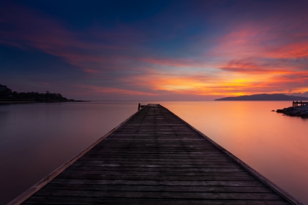 Jetty and cloud.The concept of life there is always tomorrow.の写真素材