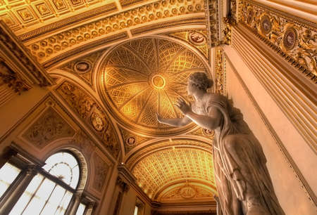 Florence - 26 May 2016 - View of Grand Hall with Gold Ceiling at Uffizi Gallery, Florence, Italyのeditorial素材