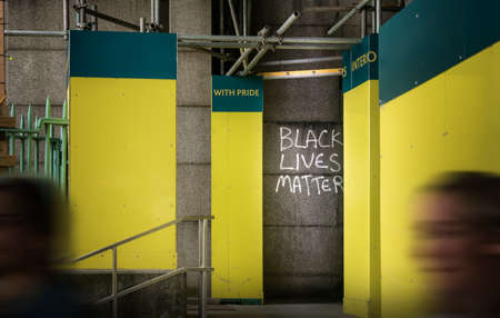 Black Lives Matter Graffiti on Urban Setting in City of London, UKの写真素材