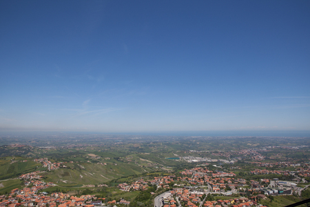 Aerial view from San Marino hill, Italyの写真素材