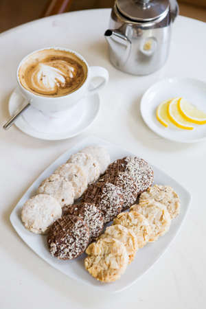 Set of different cookies ready for coffeeの写真素材
