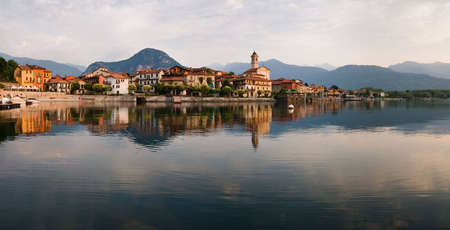 Maggiore lake in the morning, Italy, summerの写真素材