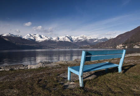 Overlook of Como Lake and Italian Alpsの写真素材