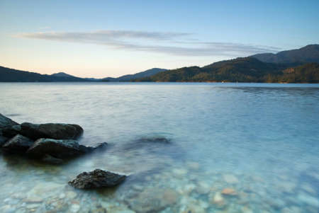 Lake in California, sunriseの写真素材
