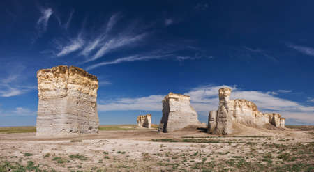 Monument Rocks imestones in Kansasの写真素材