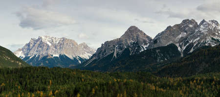 Panoramic view of mountains range inTirol Alps, Austriaの写真素材