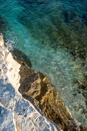 A view of the ocean coastline of Premantura Kamenjak in Croatiaの写真素材