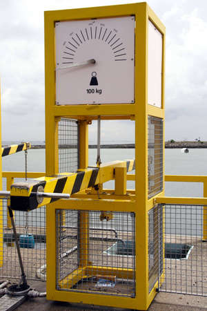 A set of weighing scales used to weigh fish at the harbour