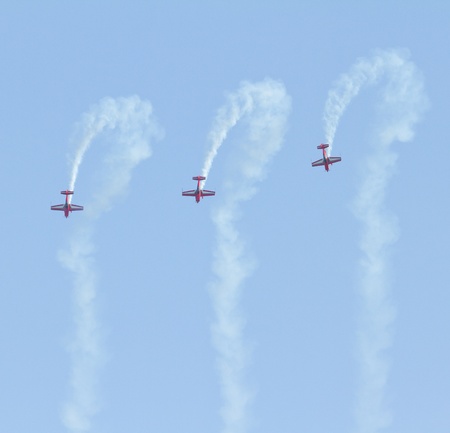Three airplanes in a dutch airshowのeditorial素材