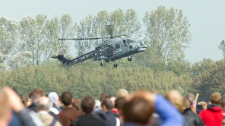 A lynx helicopter in an airshow