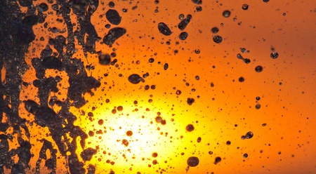 Waterdrops in the sunsetの写真素材