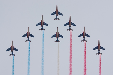 LEEUWARDEN,FRIESLAND,HOLLAND-SEPTEMBER 17:: The french Patrouille de France Display Team at the...