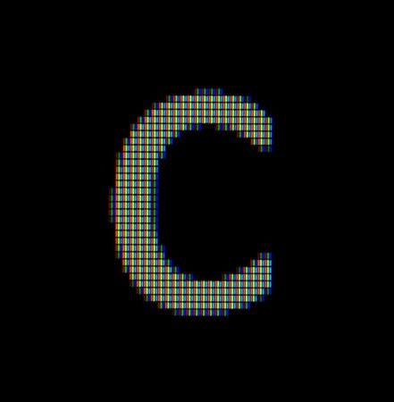 Close-up of a small letter c on a computer screenの写真素材