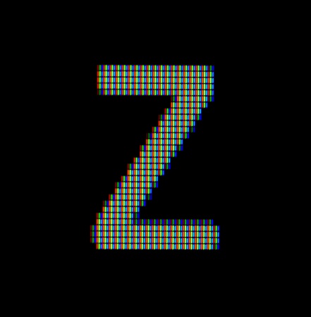 Close-up of a small letter z on a computer screenの写真素材
