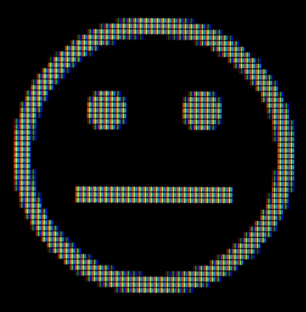 Close-up of a smiley symbol on a computer screenの写真素材