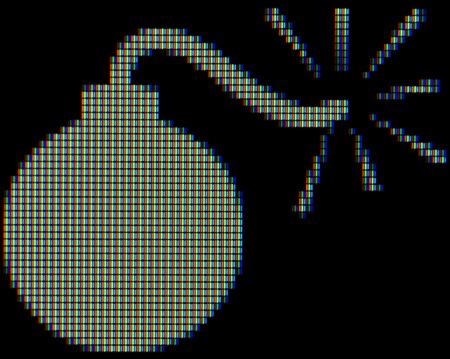 Close-up of a bomb symbol on a computer screen