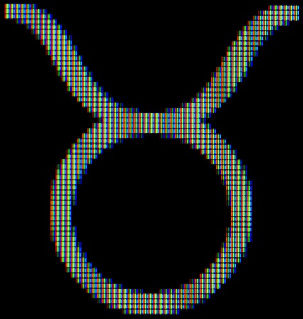 Close-up of the constellation symbol Taurus on a computer screen