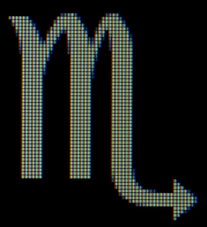 Close-up of the constellation symbol Scorpio on a computer screen