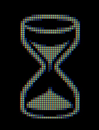 Close-up of a hourglass symbol on a computer screenの写真素材