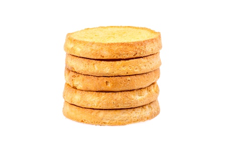 Series of round rusk, isolated on background