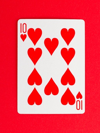 Playing card (ten) isolated on a red backgroundのeditorial素材
