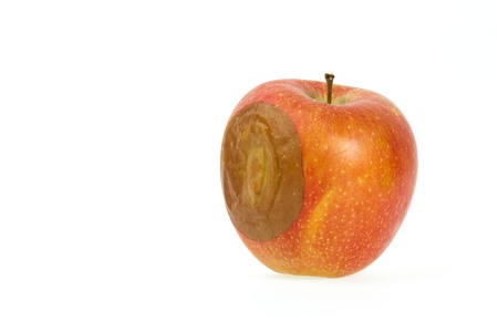 One bad red apple isolated on white background