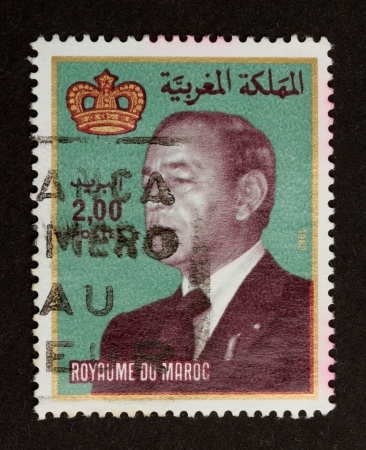 MAROCCO - CIRCA 1970: Stamp printed in Marocco shows a local leader, circa 1970のeditorial素材