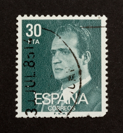 SPAIN - CIRCA 1980: Stamp printed in the Spain shows the head of state, circa 1980のeditorial素材