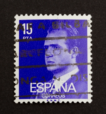 SPAIN - CIRCA 1980: Stamp printed in the Spain shows the head of state, circa 1980のeditorial素材