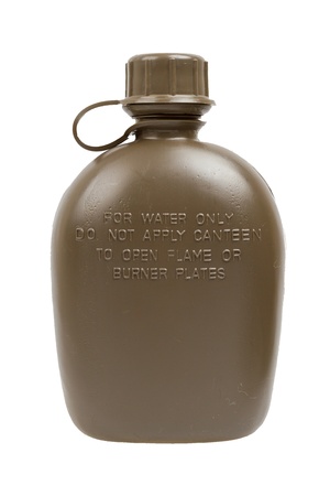 Army water canteen isolated on a white backgroundの写真素材