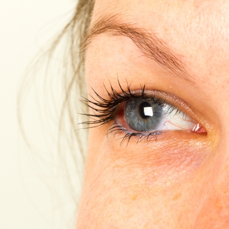 Women eye, close-up, blue, minimum make-upの写真素材