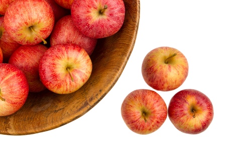 Background with fresh red apples, isolated on white