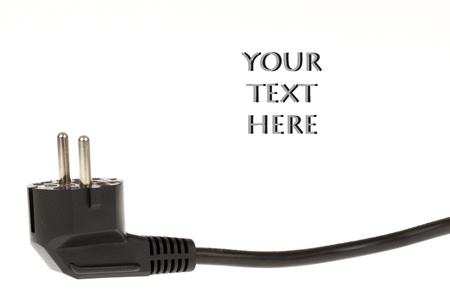 Black electric cable isolated on a white backgroundの写真素材