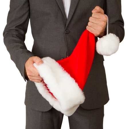 Business man with a santa hat isolatedの写真素材