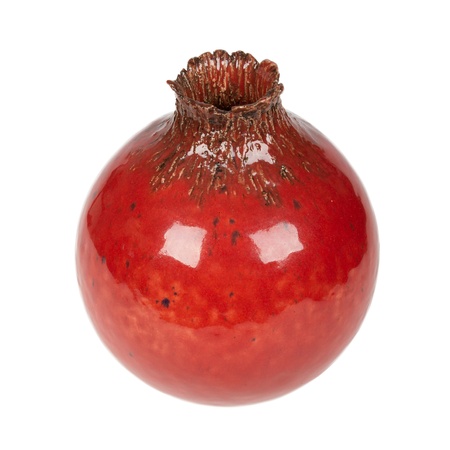 Old red vase from clay, the handwork, isolated on a white backgroundの写真素材