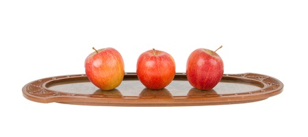 Small wooden tray from Suriname, isolated on whiteの写真素材