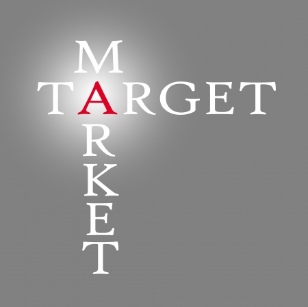 Target and market isolated over grey, business conceptの写真素材