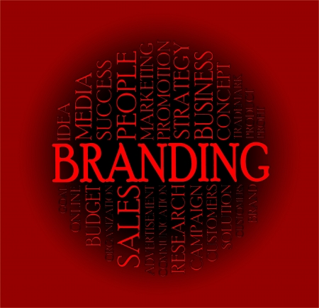 Branding word cloud with a colorful backgroundの写真素材