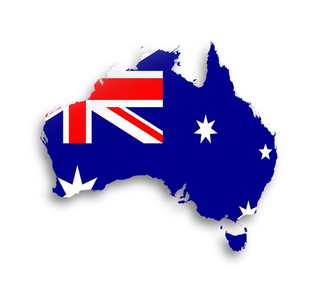 Australia map with the flag inside, isolatedの写真素材