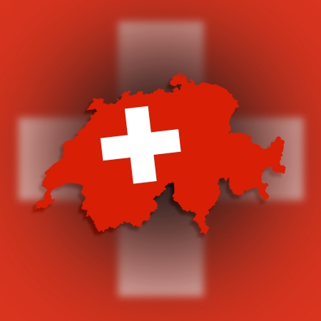 Switzerland map with the flag inside, isolatedの写真素材