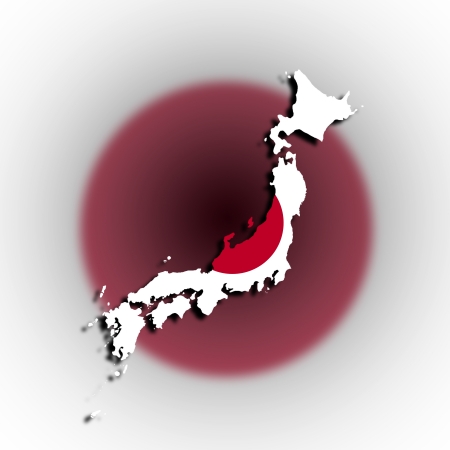 Japan map with the flag inside, isolatedの写真素材