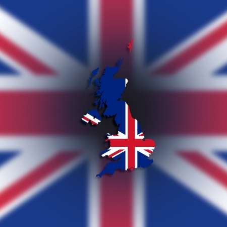 Map of the United Kingdom of Great Britain and Northern Ireland with national flag, isolatedの写真素材