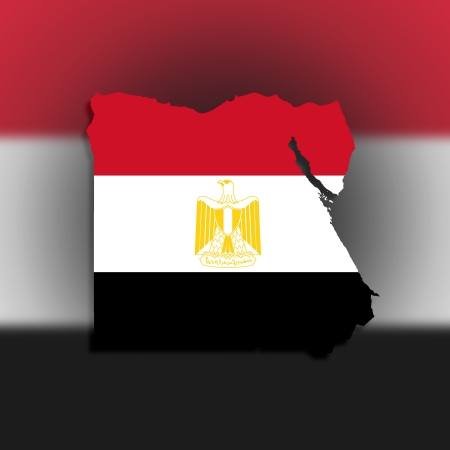 Egyptian map filled with their flag, isolatedの写真素材