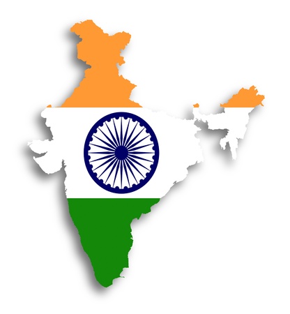Map of India filled with flag, isolatedの写真素材