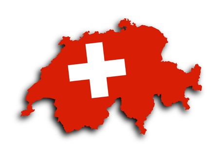 Switzerland map with the flag inside, isolatedの写真素材
