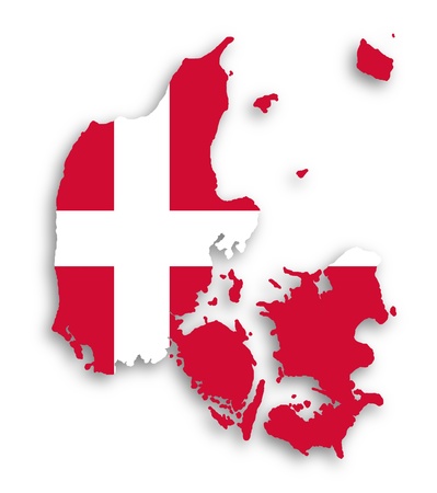 Map of Denmark filled with flag of the state, isolatedの写真素材