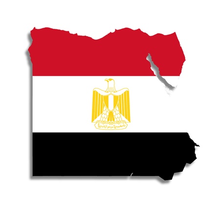 Egyptian map filled with their flag, isolatedの写真素材