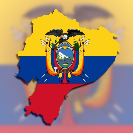 Map of Ecuador filled with flag, isolatedの写真素材